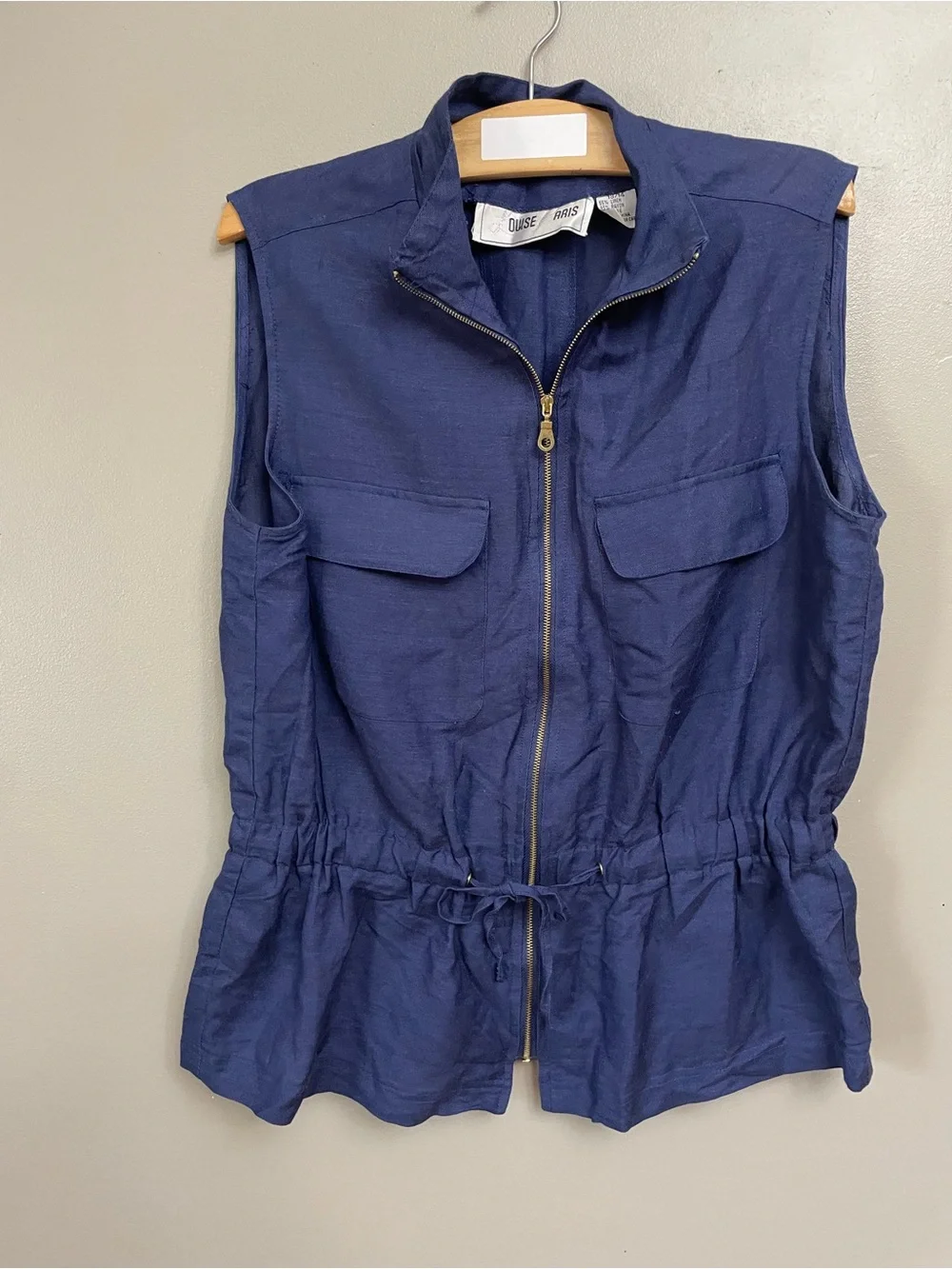 Louise Paris Linen zipper vest cinch waist beach coastal